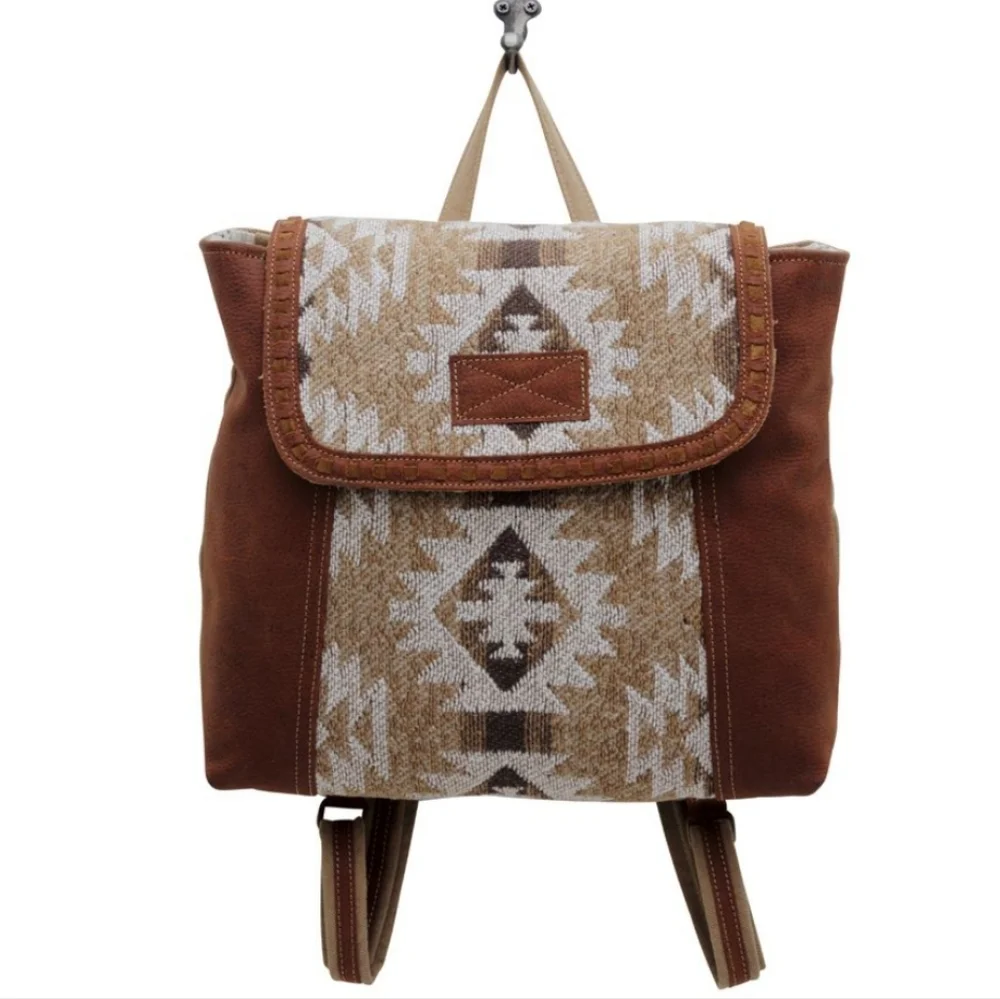 NWT Myra Bag Boho Leather & Canvas Backpack Bag - Picture 5 of 7